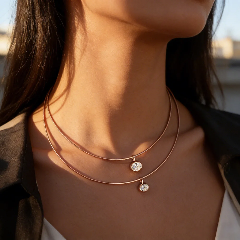 QIBAOKU Bezel Set Ovale 3ct Mo - Bezels Set Pendant recensie en prijs